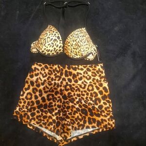 Victoria's Secret cheetah print bikini with rhinestone top & matching bottom.